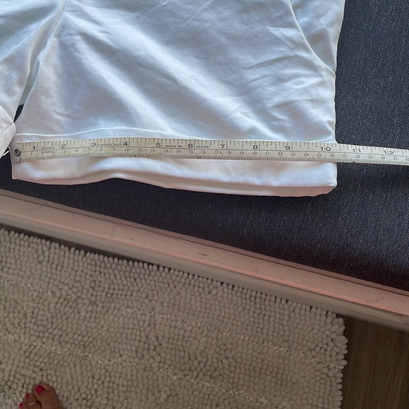 SOLD—VINTAGE Betsey Johnson white shorts with bauble buttons and tie back - Picture 8 of 9